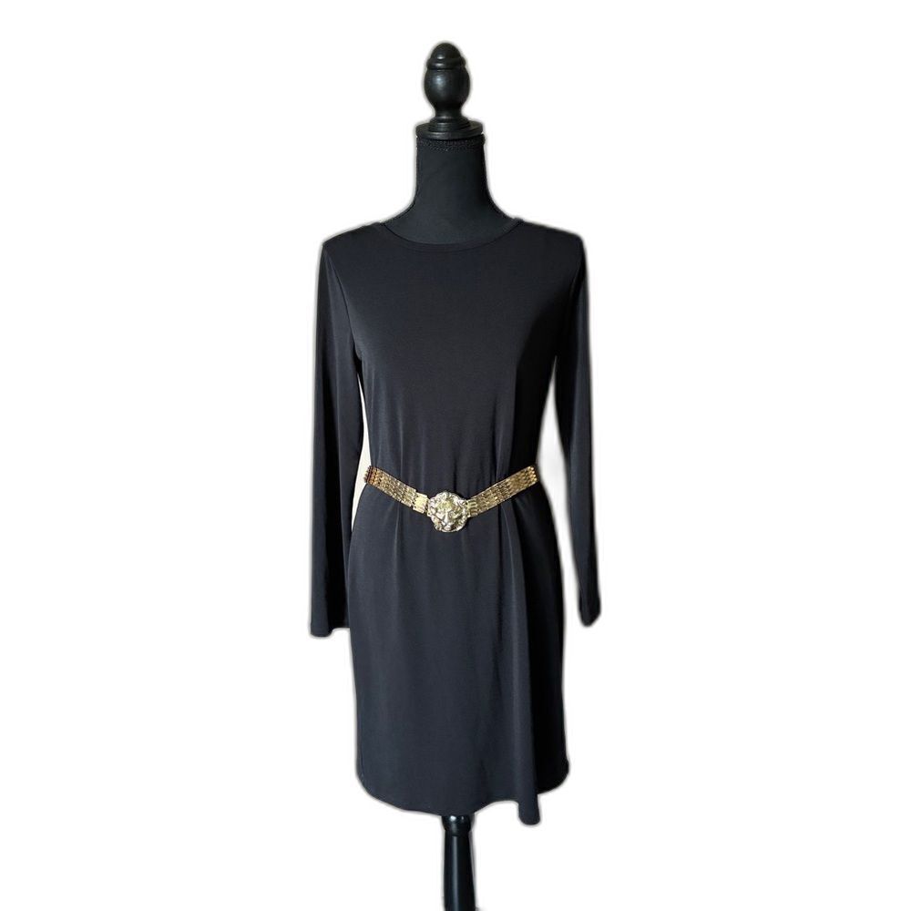 MICHAEL KORS Classic black shift dress Back Zip Long Sleeve S EUC staple piece